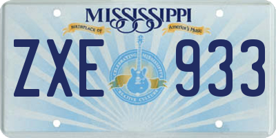 MS license plate ZXE933