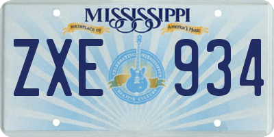 MS license plate ZXE934