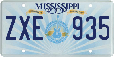 MS license plate ZXE935