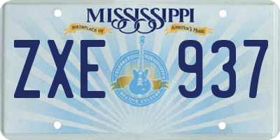 MS license plate ZXE937