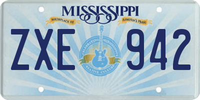 MS license plate ZXE942