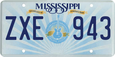 MS license plate ZXE943
