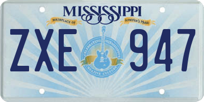 MS license plate ZXE947