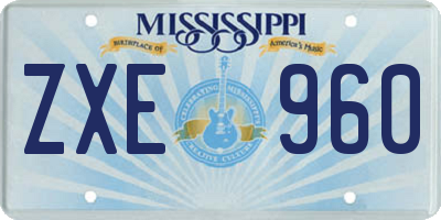 MS license plate ZXE960