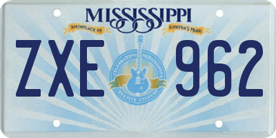 MS license plate ZXE962