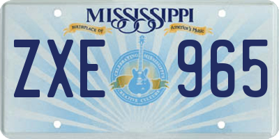 MS license plate ZXE965