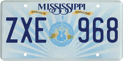 MS license plate ZXE968