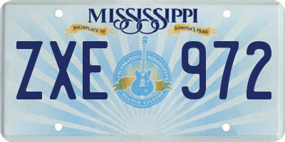 MS license plate ZXE972
