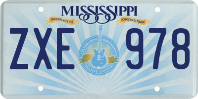 MS license plate ZXE978