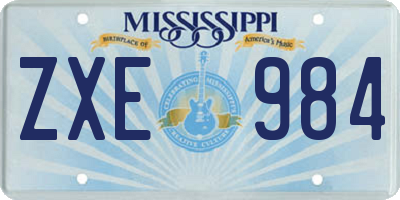 MS license plate ZXE984