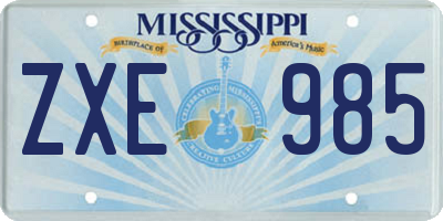 MS license plate ZXE985