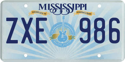 MS license plate ZXE986