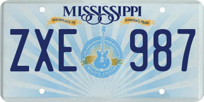 MS license plate ZXE987