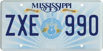 MS license plate ZXE990