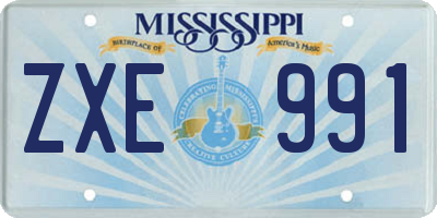 MS license plate ZXE991