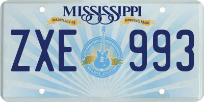 MS license plate ZXE993
