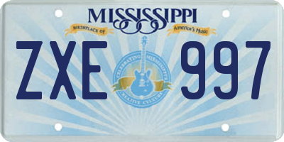 MS license plate ZXE997