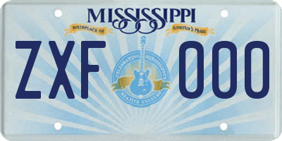 MS license plate ZXF000