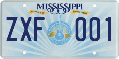 MS license plate ZXF001