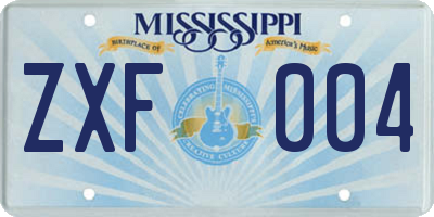 MS license plate ZXF004