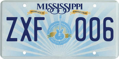 MS license plate ZXF006