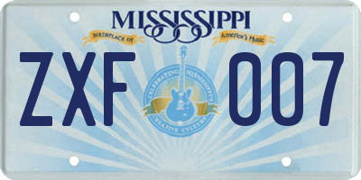 MS license plate ZXF007