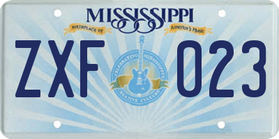 MS license plate ZXF023