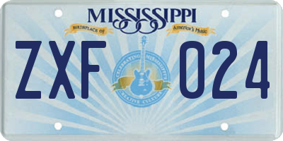 MS license plate ZXF024