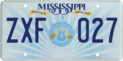 MS license plate ZXF027