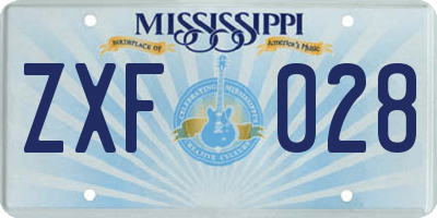 MS license plate ZXF028