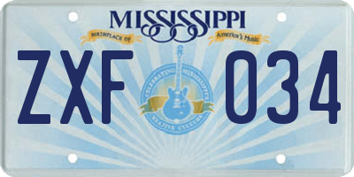 MS license plate ZXF034