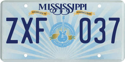 MS license plate ZXF037