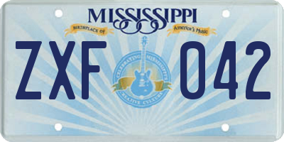 MS license plate ZXF042
