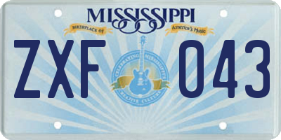 MS license plate ZXF043