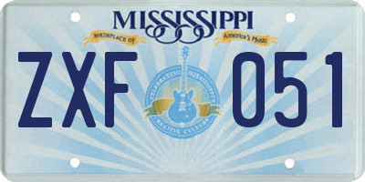 MS license plate ZXF051