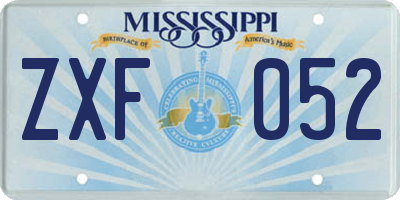 MS license plate ZXF052
