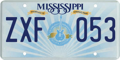MS license plate ZXF053