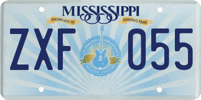 MS license plate ZXF055