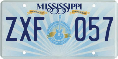 MS license plate ZXF057