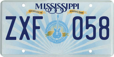 MS license plate ZXF058