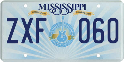 MS license plate ZXF060