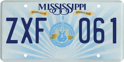 MS license plate ZXF061