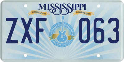 MS license plate ZXF063