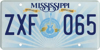 MS license plate ZXF065