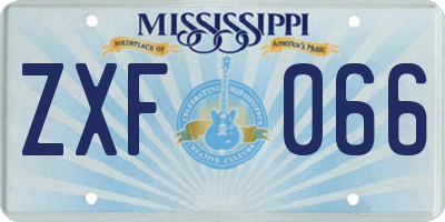MS license plate ZXF066