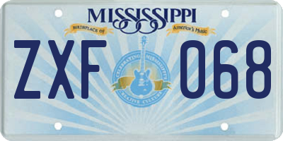 MS license plate ZXF068