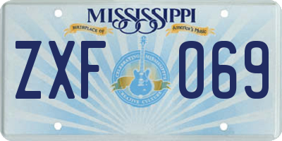 MS license plate ZXF069