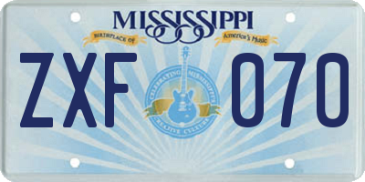 MS license plate ZXF070