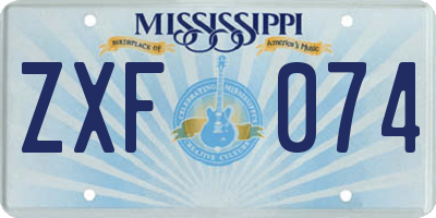 MS license plate ZXF074