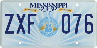 MS license plate ZXF076